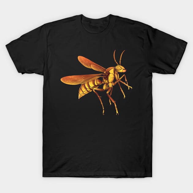 Executioner Wasp Insect Detailed Drawing T-Shirt by Tati Seol